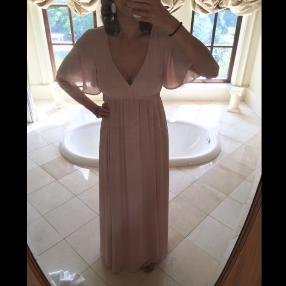 show me your mumu Emily dress, dusty blush chiffon